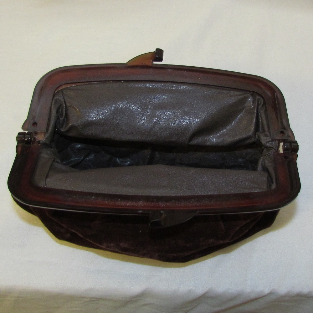 VINTAGE BROWN FELT HANDBAG - Picture 2 of 4
